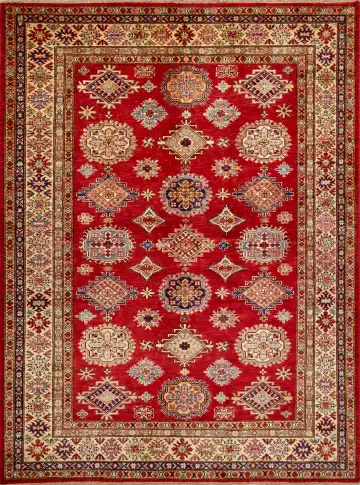 Ковёр Казах 16227 — красный и кремовый, с медальоном