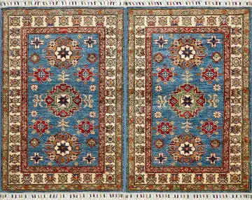 Ковёр Казах 16241 — синий и красный, с медальоном
