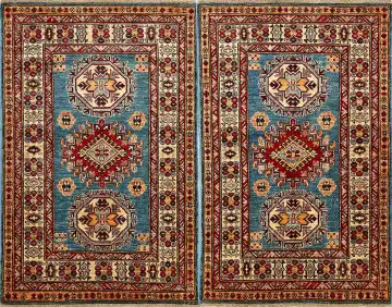 Ковёр Казах 16251 — синий и кремовый, с медальоном