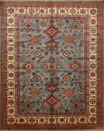 Ковёр Казах 16276 — синий и красный, с медальоном