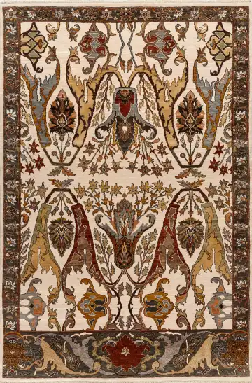 Ковёр Bidjar 16373 — кремовый и коричневый, восточный орнамент