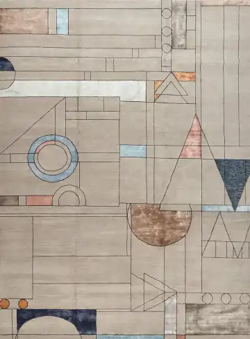Ковёр Shape 16387 — бежевый и голубой, абстрактный рисунок