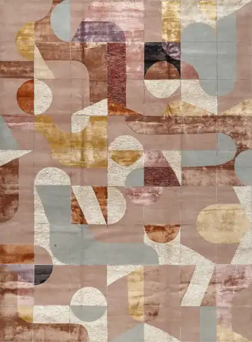 Ковёр Shape 16393 — розовый и голубой, абстрактный рисунок