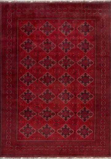 Ковёр Казах 16425 — красный и чёрный, с медальоном
