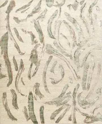 Ковёр Dazzle 16444 — кремовый и зелёный, растительный рисунок