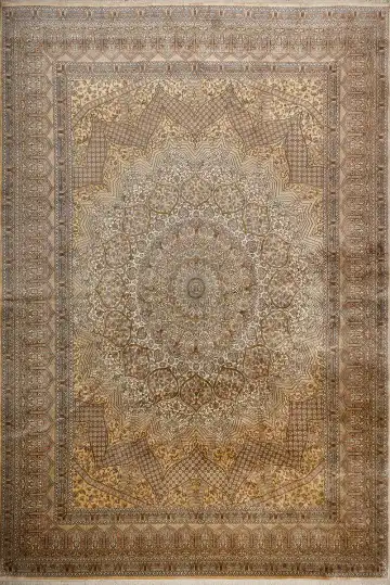 Ковёр Кашмир 16492 — кремовый и коричневый, с медальоном