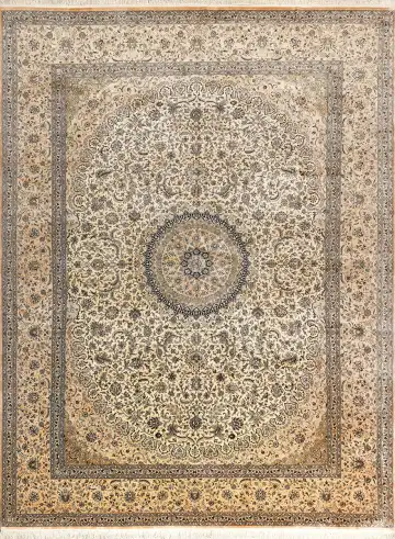 Ковёр Кашмир 16560 — кремовый и коричневый, с медальоном