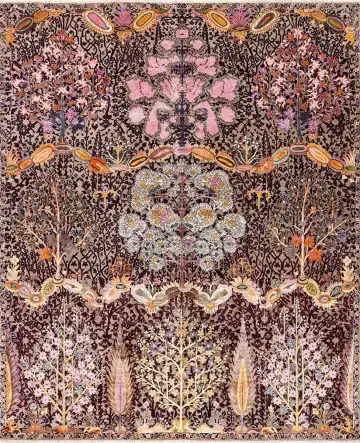 Ковёр Bliss 16563 — чёрный и розовый, с медальоном