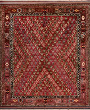Ковёр Казах 16651 — красный и чёрный, восточный орнамент