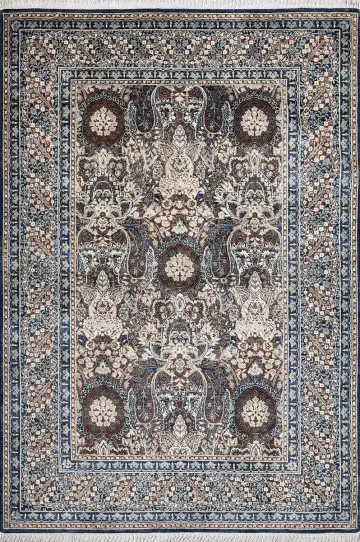 Ковёр Bliss 16653 — синий и кремовый, с медальоном