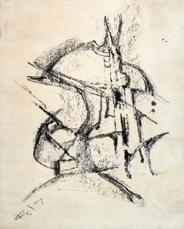 Ковёр Frangulyan 16879 — серый и чёрный, абстрактный рисунок