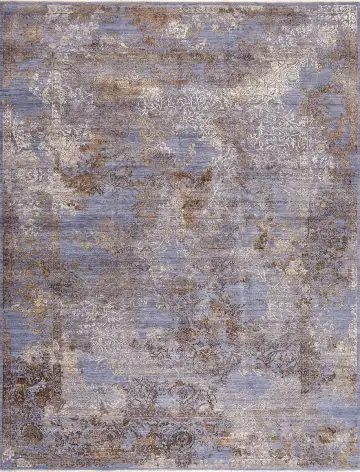 Ковёр Illusion 16925 — голубой и золотистый, абстрактный рисунок