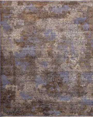Ковёр Illusion 16938 — голубой и коричневый, винтажный рисунок