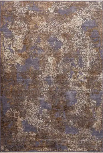 Ковёр Illusion 16943 — голубой и золотистый, винтажный рисунок