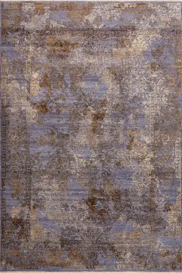 Ковёр Illusion 16948 — голубой и коричневый, винтажный рисунок