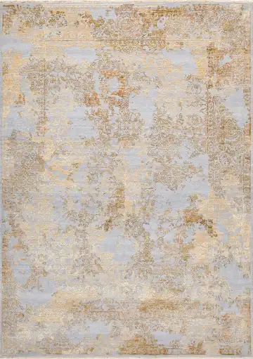 Ковёр Illusion 16949 — голубой и золотистый, абстрактный рисунок