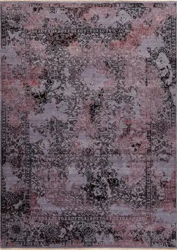 Ковёр Illusion 16950 — розовый и чёрный, с медальоном