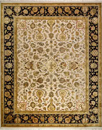 Ковёр Агра 1798 — чёрный и кремовый, растительный рисунок