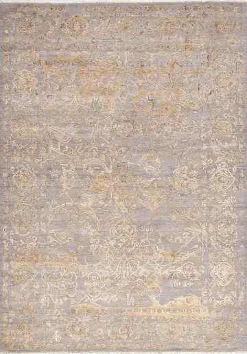 Ковёр Illusion 17011 — серый и золотистый, восточный орнамент