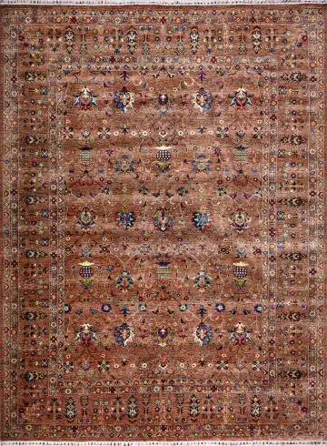 Ковёр Suzani 17397 — коричневый и красный, восточный орнамент