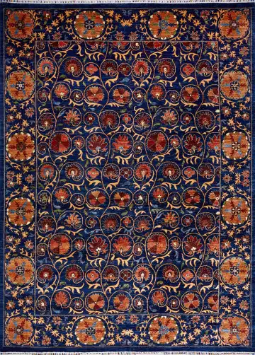 Ковёр Suzani 17398 — оранжевый и голубой, восточный орнамент