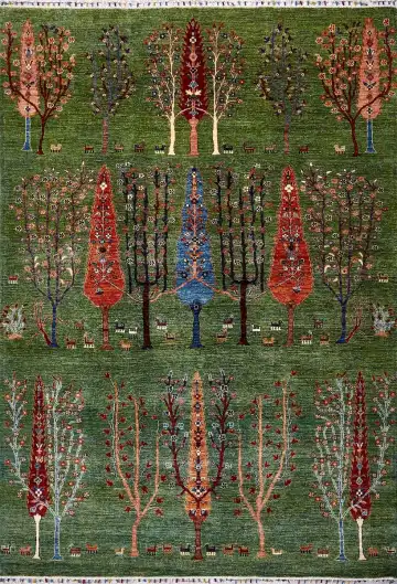 Ковёр Suzani 17402 — зелёный и красный, восточный орнамент