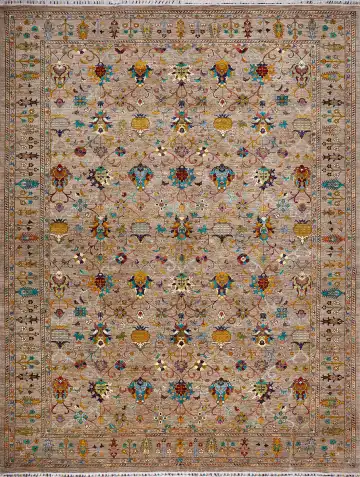 Ковёр Suzani 17407 — кремовый и жёлтый, восточный орнамент