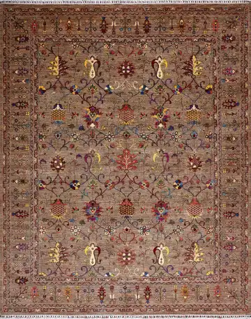 Ковёр Suzani 17415 — коричневый и красный, восточный орнамент