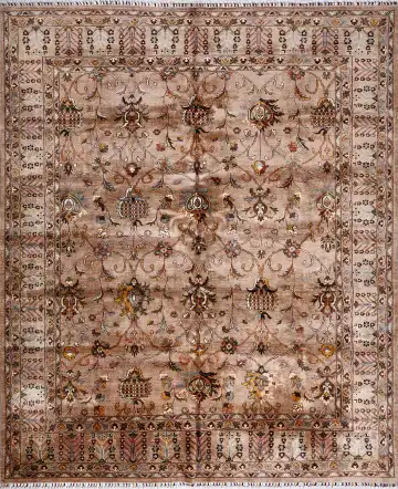 Ковёр Suzani 17417 — кремовый и коричневый, восточный орнамент