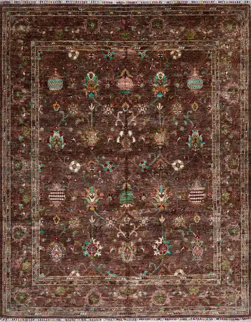 Ковёр Suzani 17419 — коричневый и кремовый, восточный орнамент