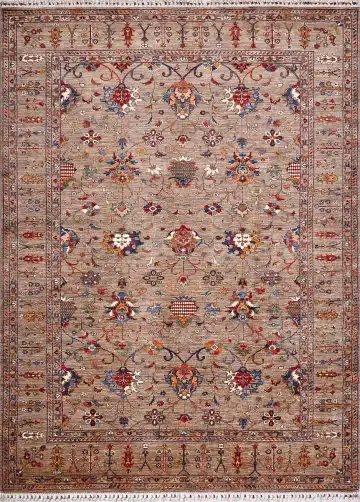 Ковёр Suzani 17423 — кремовый и красный, восточный орнамент