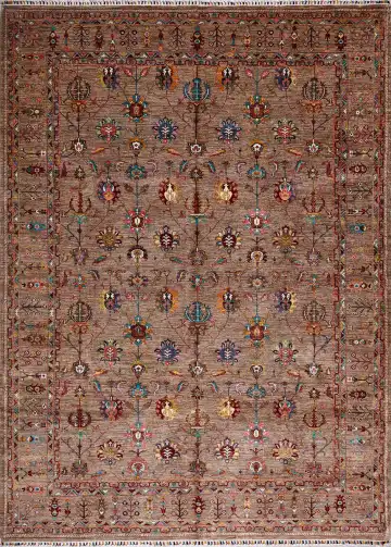 Ковёр Suzani 17431 — коричневый и голубой, восточный орнамент