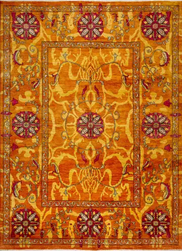 Ковёр Suzani 17433 — оранжевый и красный, с медальоном