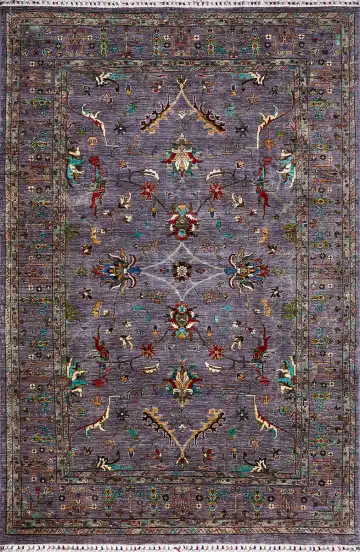 Ковёр Suzani 17435 — фиолетовый и красный, восточный орнамент