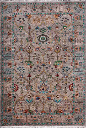 Ковёр Suzani 17437 — кремовый и красный, восточный орнамент