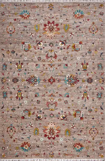 Ковёр Suzani 17439 — кремовый и красный, восточный орнамент