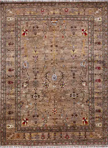 Ковёр Suzani 17441 — кремовый и коричневый, восточный орнамент