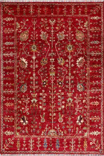 Ковёр Suzani 17442 — красный и кремовый, растительный рисунок