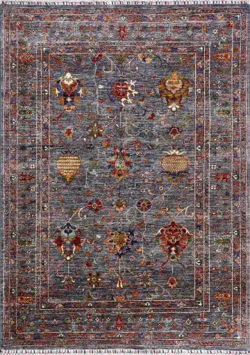 Ковёр Suzani 17447 — голубой и золотистый, восточный орнамент