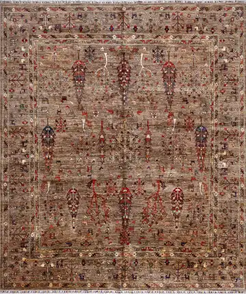 Ковёр Suzani 17449 — бежевый и красный, восточный орнамент