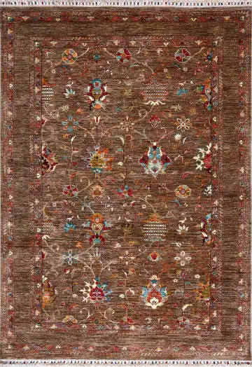 Ковёр Suzani 17450 — коричневый и красный, растительный рисунок