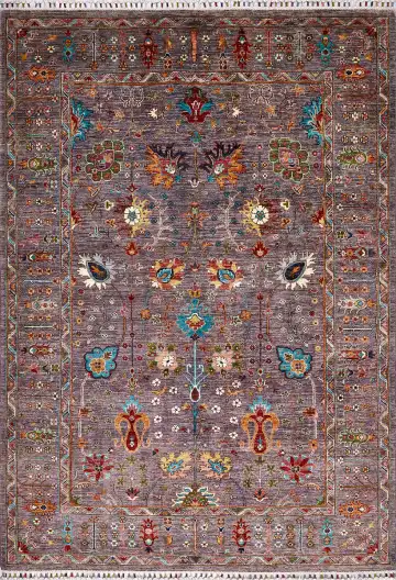 Ковёр Suzani 17452 — фиолетовый и чёрный, восточный орнамент