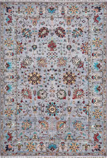 Ковёр Suzani 17454 — голубой и коричневый, восточный орнамент