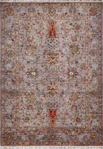 Ковёр Suzani 17455 — серый и красный, восточный орнамент