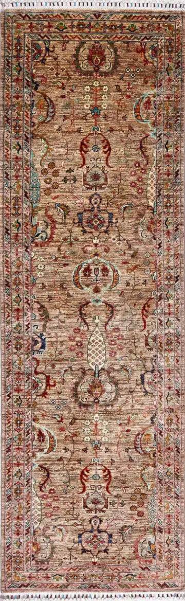 Ковёр Suzani 17461 — бежевый и красный, восточный орнамент