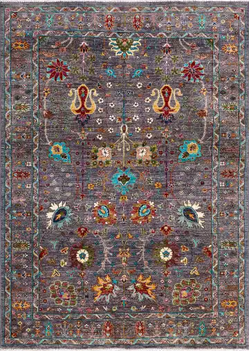 Ковёр Suzani 17462 — синий и оранжевый, восточный орнамент