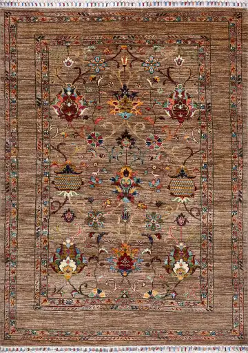 Ковёр Suzani 17463 — коричневый и красный, восточный орнамент