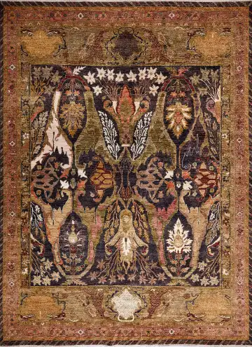 Ковёр Bidjar 17470 — коричневый и чёрный, восточный орнамент