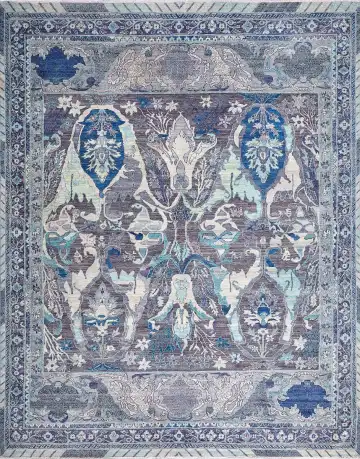 Ковёр Bidjar 17482 — голубой и кремовый, восточный орнамент
