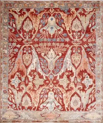 Ковёр Bidjar 17510 — красный и кремовый, восточный орнамент